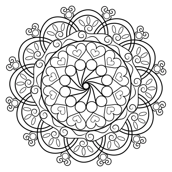 Mandala z serduszkami | Kolorowanki online dla dzieci