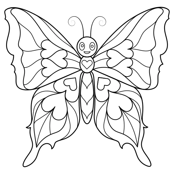 Mandala – motyl w kształcie serca | Kolorowanki online dla dzieci
