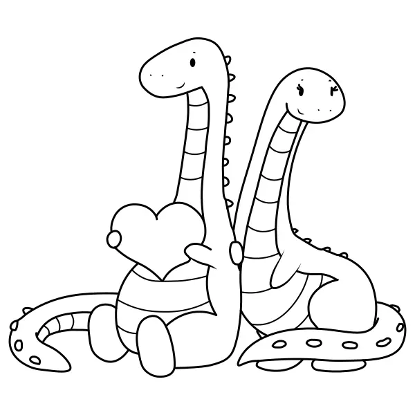 Zakochane dinozaury | Kolorowanki online dla dzieci