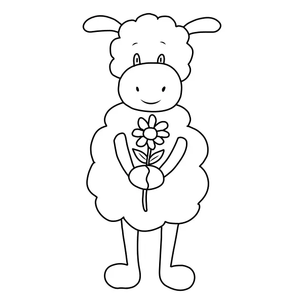 Owca z kwiatkiem | Kolorowanki online dla dzieci