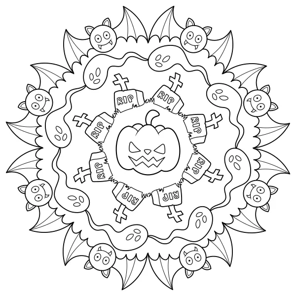 Mandala na Halloween | Kolorowanki online dla dzieci