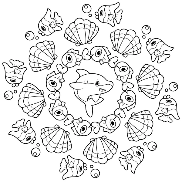 Mandala rekina | Kolorowanki online dla dzieci