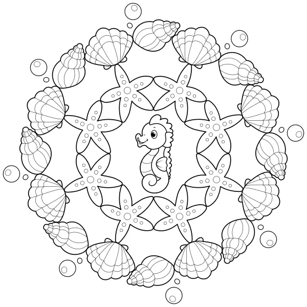 Mandala z muszli | Kolorowanki online dla dzieci