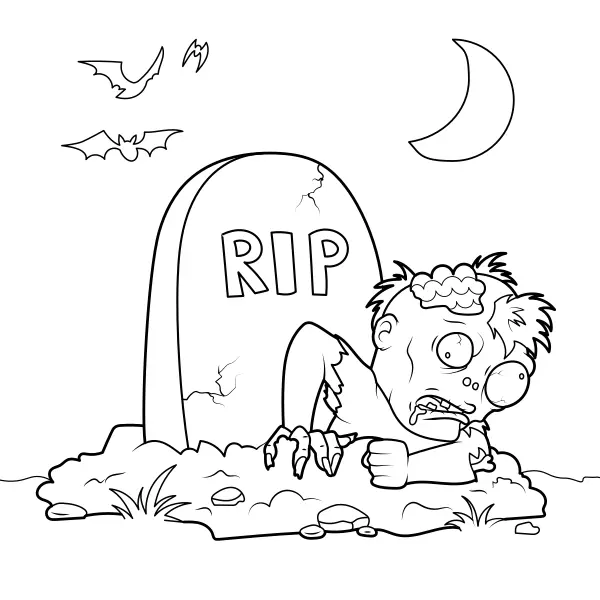 Halloweenowy zombie | Kolorowanki online dla dzieci