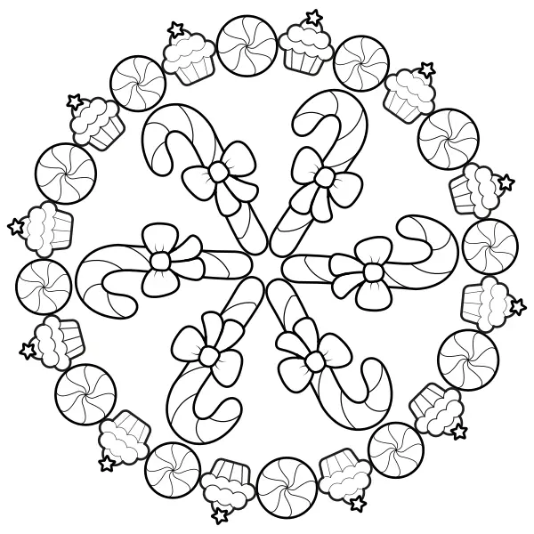 Mandala ze słodyczy | Kolorowanki online dla dzieci
