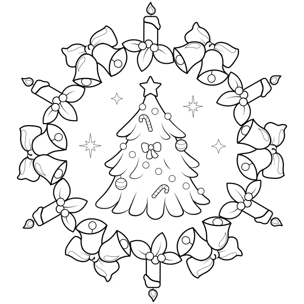 Mandala – choinka bożonarodzeniowa | Kolorowanki online dla dzieci