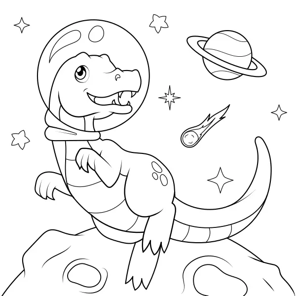 Dinozaur w kosmosie | Kolorowanki online dla dzieci
