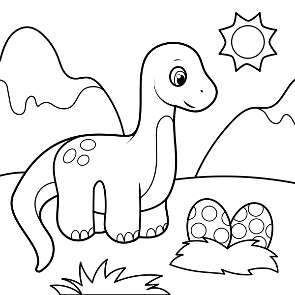 Dinozaur pilnuje jaj | Kolorowanki online dla dzieci