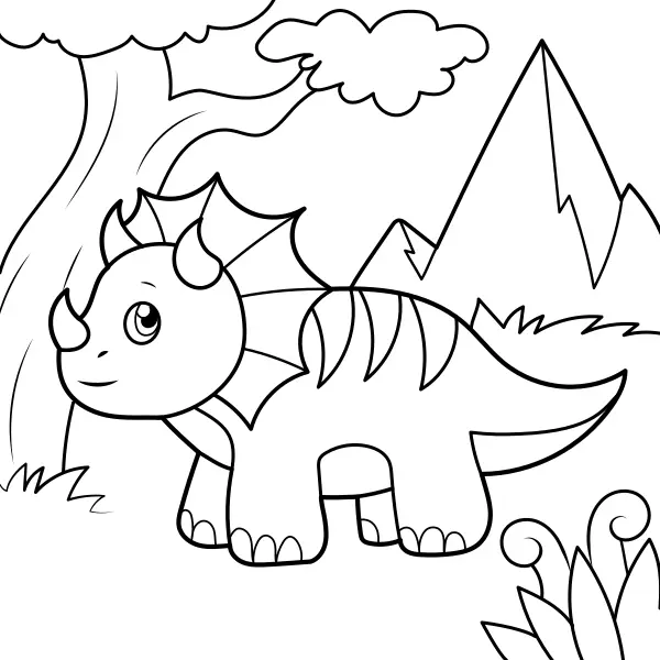 Dinozaur – mały triceratops | Kolorowanki online dla dzieci