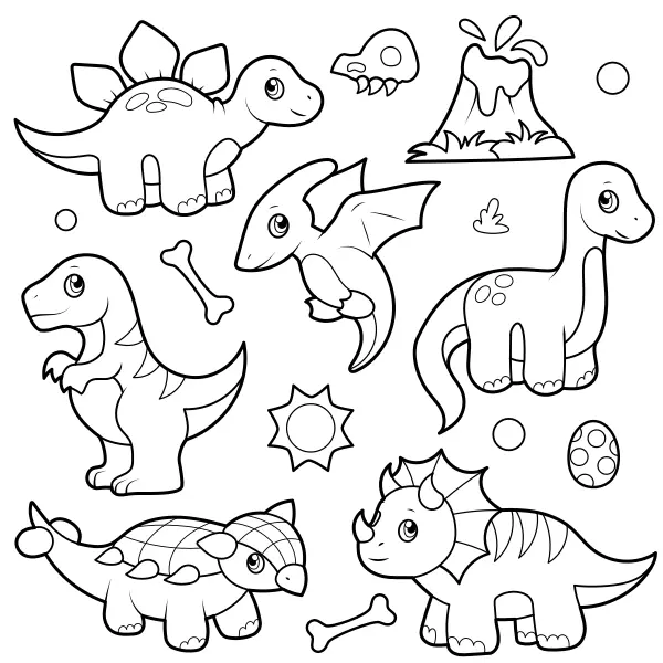 Kolekcja dinozaurów | Kolorowanki online dla dzieci
