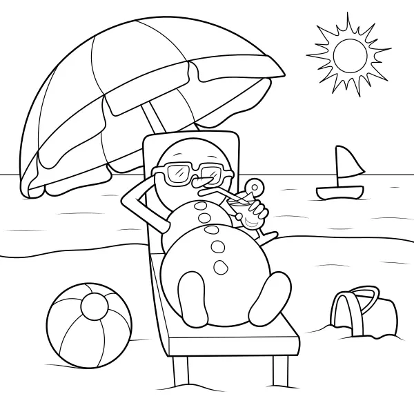 Bałwan na plaży | Kolorowanki online dla dzieci