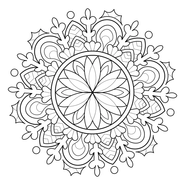 Mandala – zimowy kwiat | Kolorowanki online dla dzieci