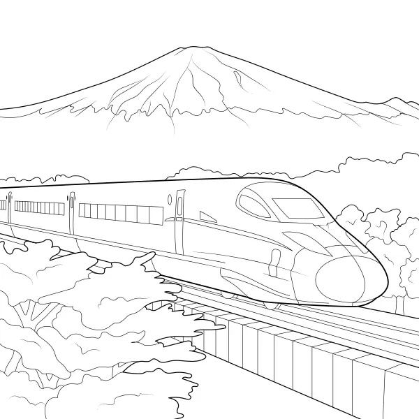 Szybki pociąg – Shinkansen | Kolorowanki online dla dzieci
