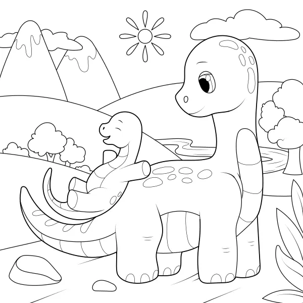 Dinozaury się bawią | Kolorowanki online dla dzieci