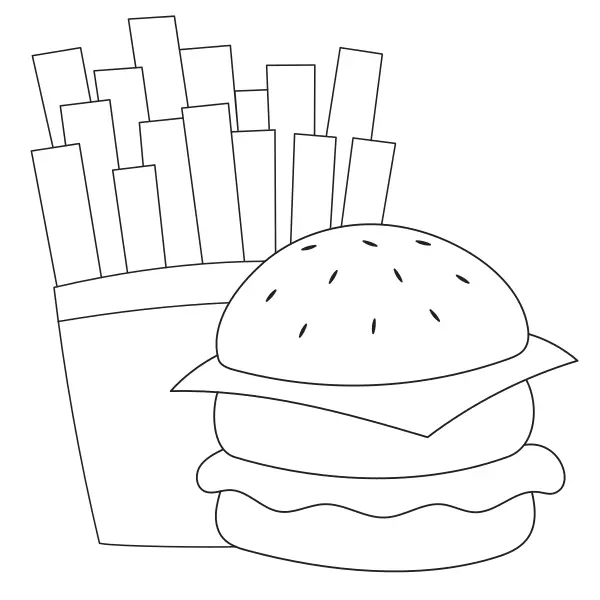 Hamburger z frytkami | Kolorowanki online dla dzieci