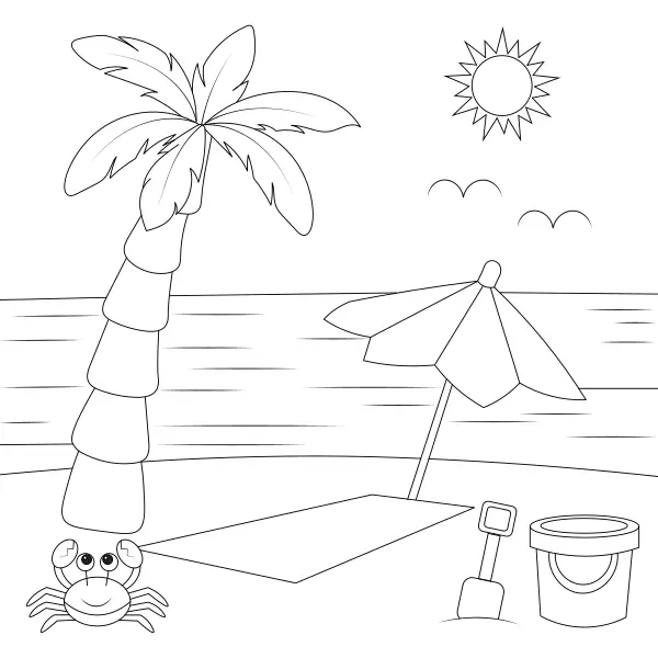 Plaża z parasolem | Kolorowanki online dla dzieci