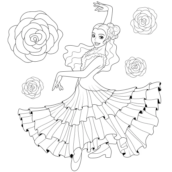 Tancerka flamenco | Kolorowanki online dla dzieci