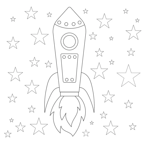 Rakieta i gwiazdy | Kolorowanki online dla dzieci
