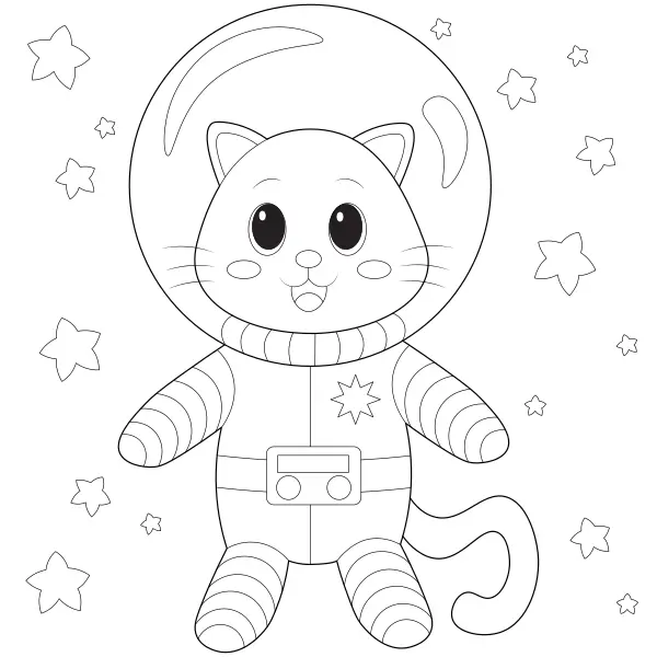Kot w kosmosie | Kolorowanki online dla dzieci